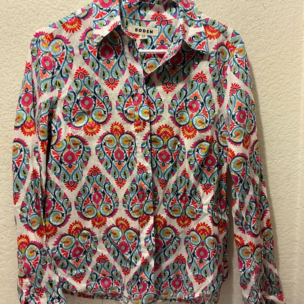 Boden Multicolor Patterned Button Down Shirt 100%… - image 3